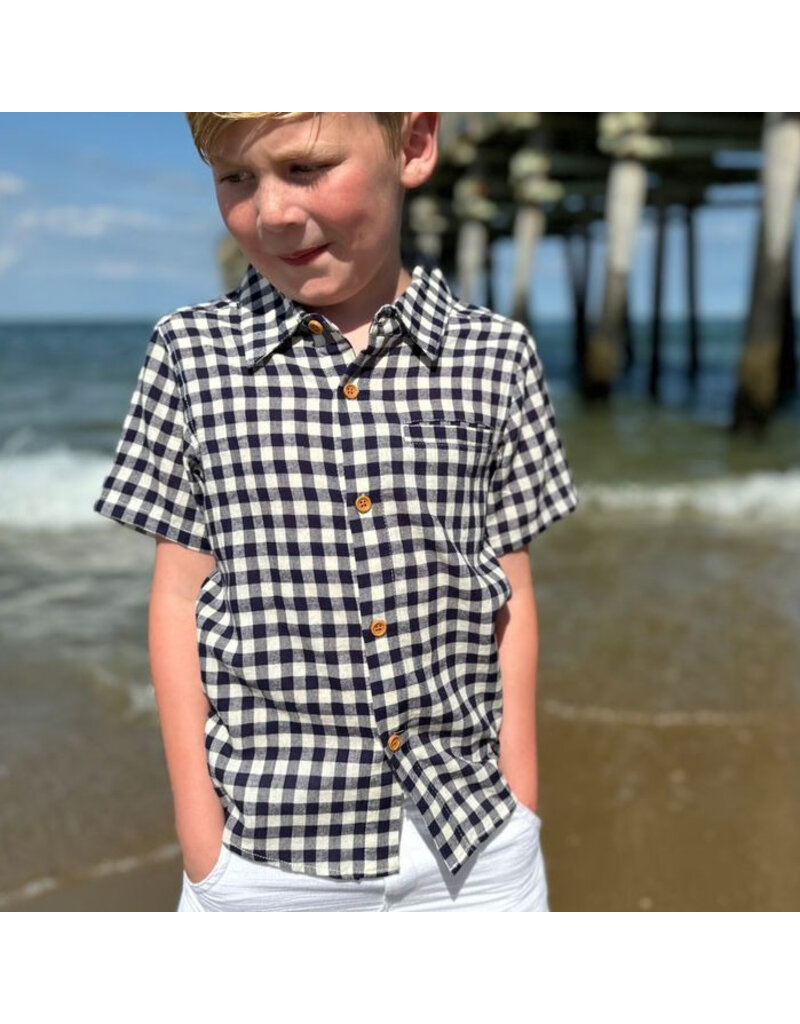 Newlyn Woven Shirt Navy Plaid