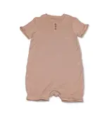Silkberry Bamboo SS Button Shorts Romper, Maple Sugar