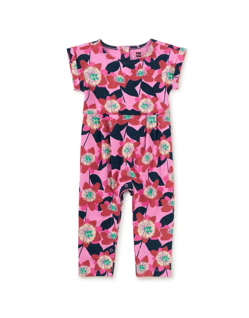Tea Collection Block Print Cuff Sleeve Baby Romper