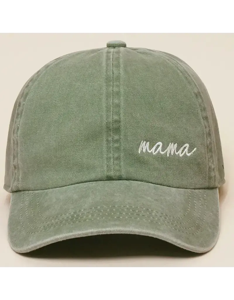 Mama Embroidered Baseball Hat, Green