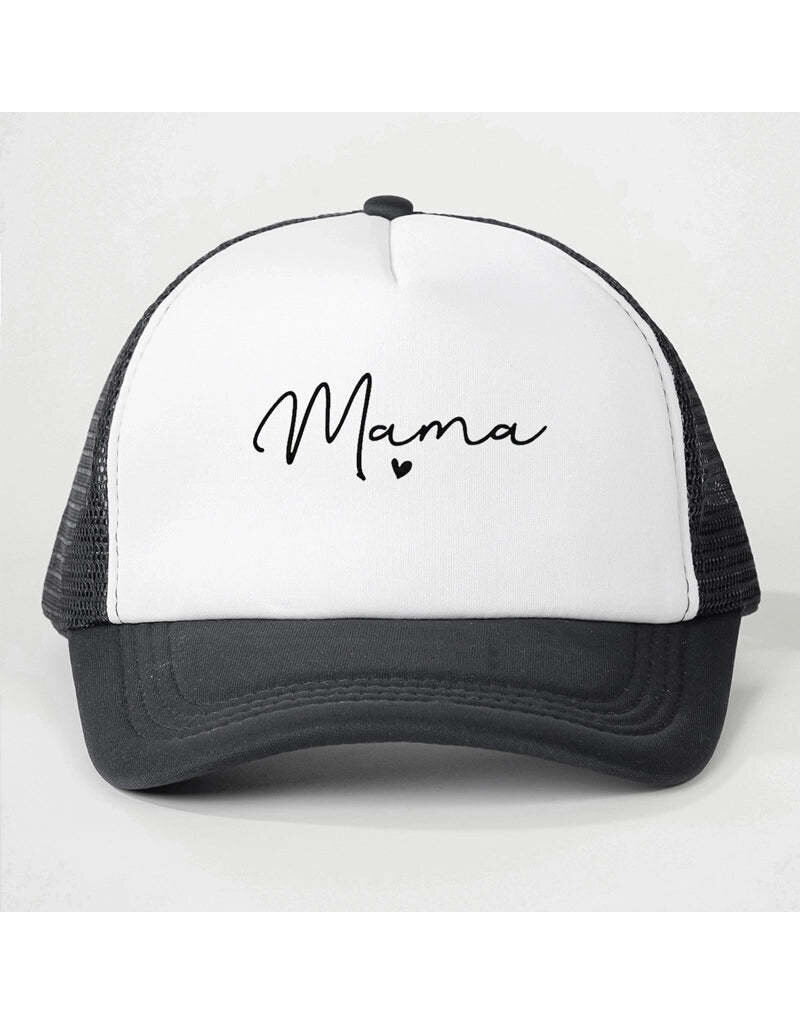 Mama Trucker Hat, Black/White