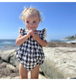 Vignette Navy Check Charlotte Bubble Romper