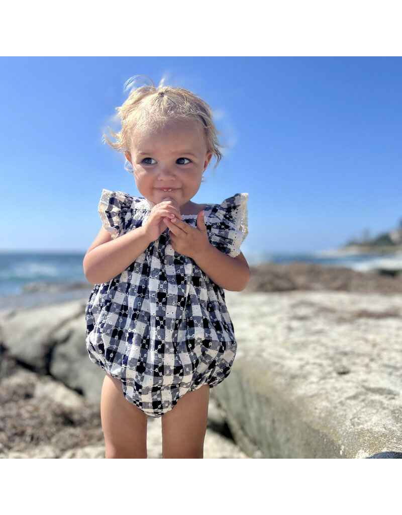 Vignette Navy Check Charlotte Bubble Romper