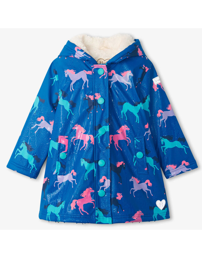 Hatley Horses Colour Changing Sherpa Splash Jacket