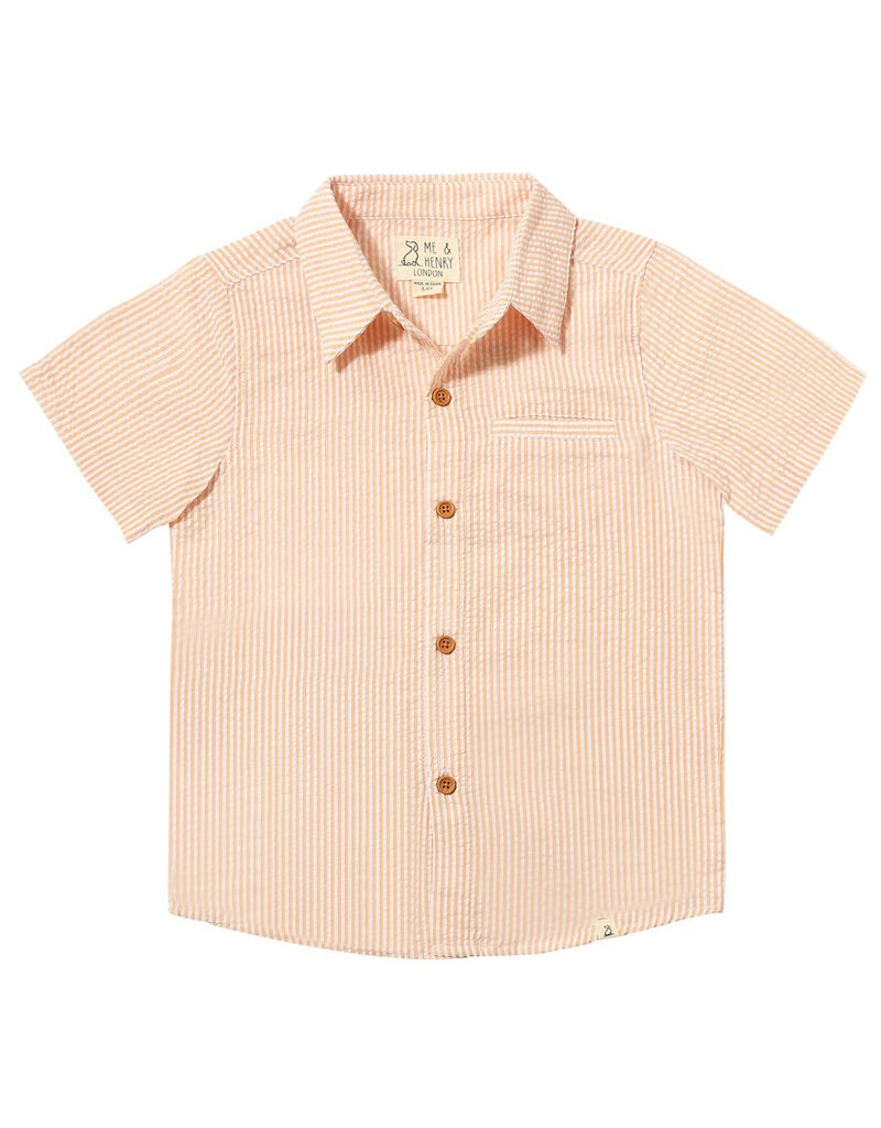 Newport Woven Seersucker Shirt Tangerine Stripe
