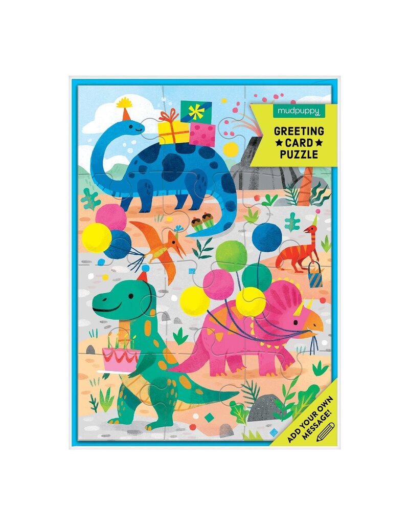 Mudpuppy Dino Party Greeting Card Puzzle