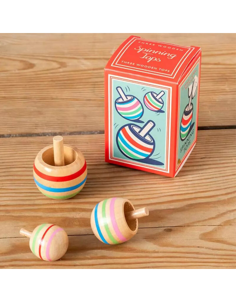 Wooden Spinning, Tops Set of 3