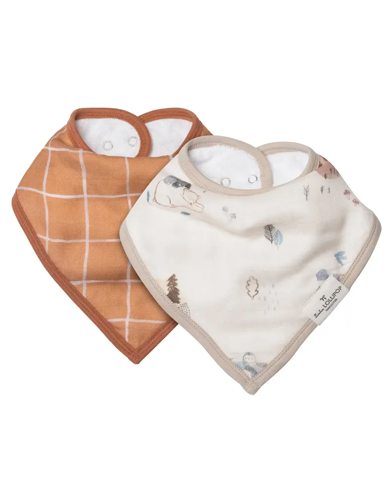 Loulou Lollipop Muslin Bandana Bib Set, Cozy Forest, 2pk