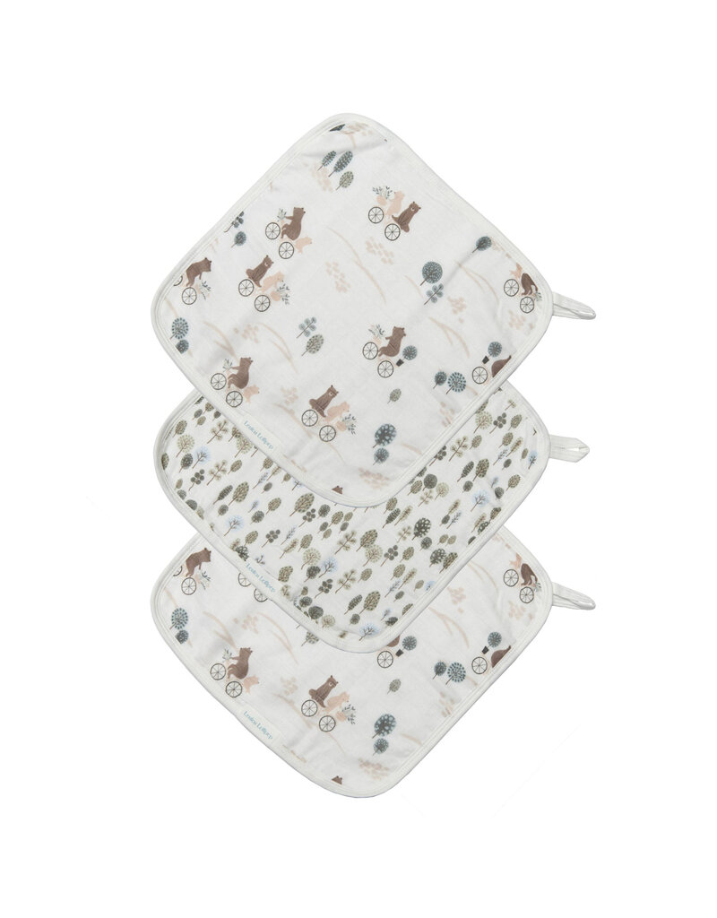 Loulou Lollipop Bears on Bikes Washcloth 3pk