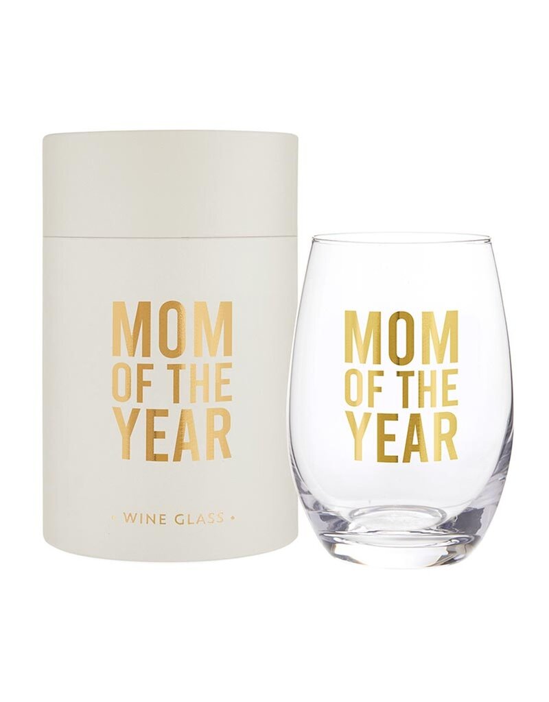 Mom of the Year Wine Glass