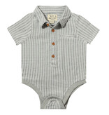 Me & Henry Helford Woven Onesie Grey Stripe