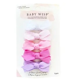 Baby Wisp Chelsea Bows Snap Clip Pink Carnival 5pk
