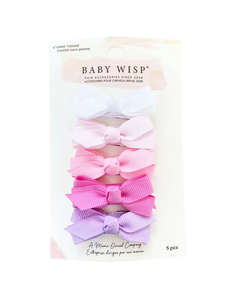 Baby Wisp Chelsea Bows Snap Clip Pink Carnival 5pk