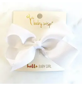 Baby Wisp Sadie Ribbon Big Bow Hair Clip, White