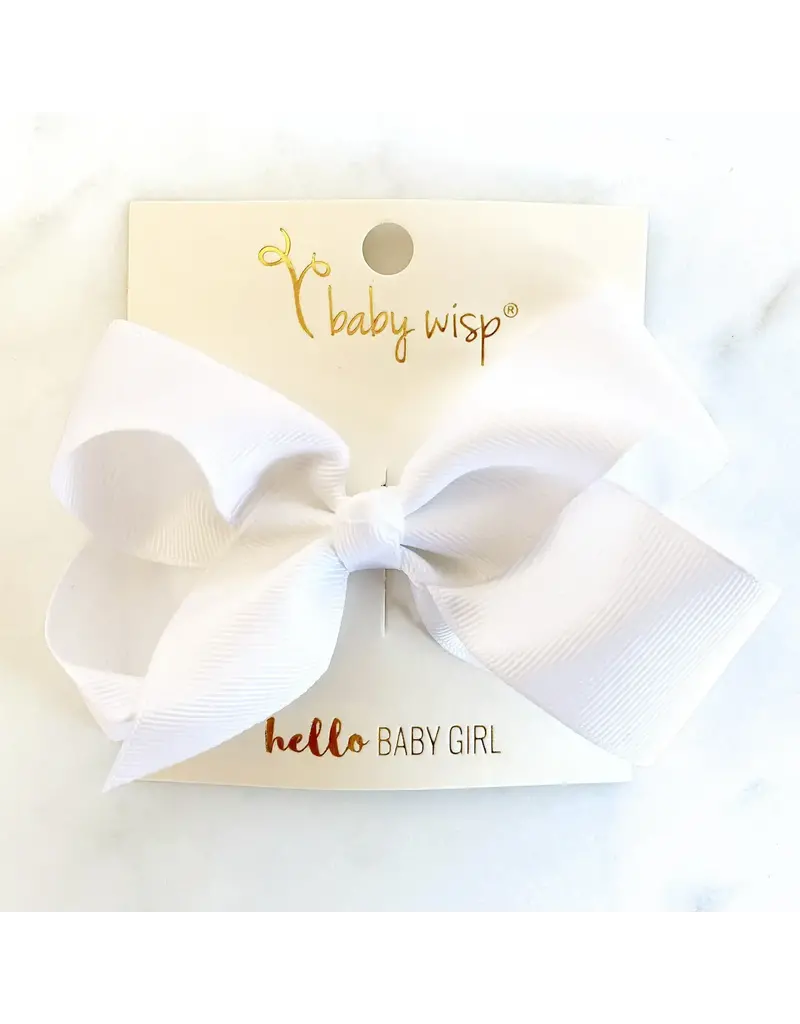 Baby Wisp Sadie Ribbon Big Bow Hair Clip, White