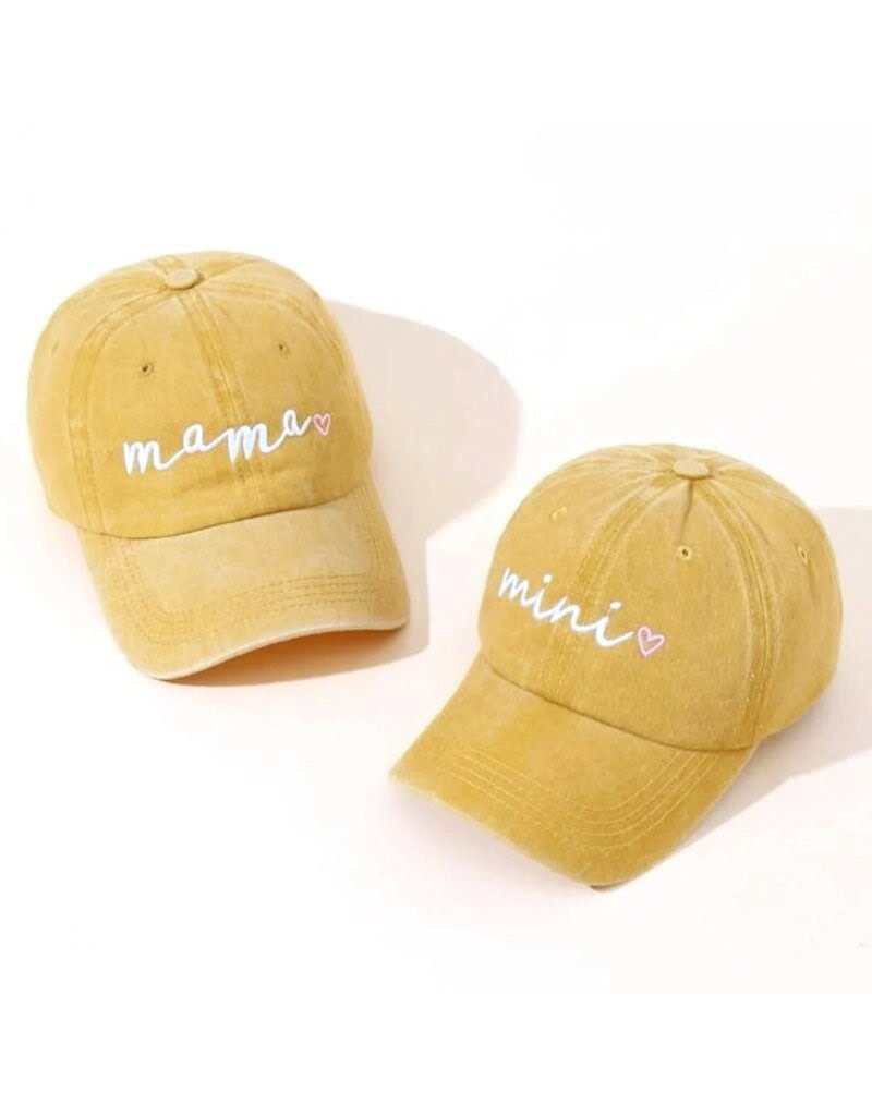 Mini Heart Embroidered Baseball Hat, Golden