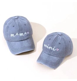 Mama Heart Embroidered Baseball Hat, Denim