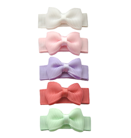 Baby Wisp Tuxedo Bow Clip 5pk Macaroon