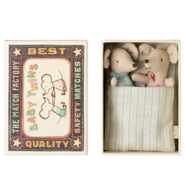 Maileg Baby Mice Twins in Matchbox (Stars & Dots)
