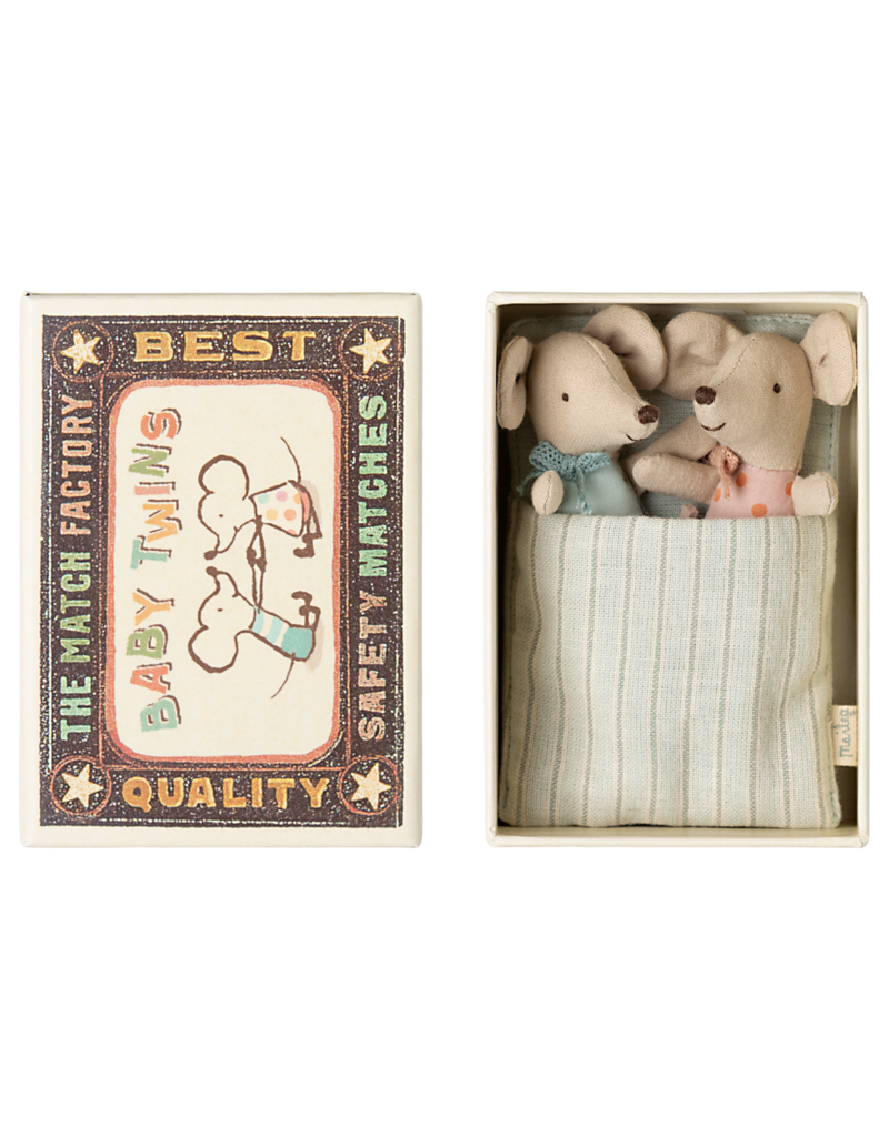 Maileg Baby Mice Twins in Matchbox (Stars & Dots)