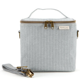 So Young Pinstripe Heather Grey Petite Lunch Poche