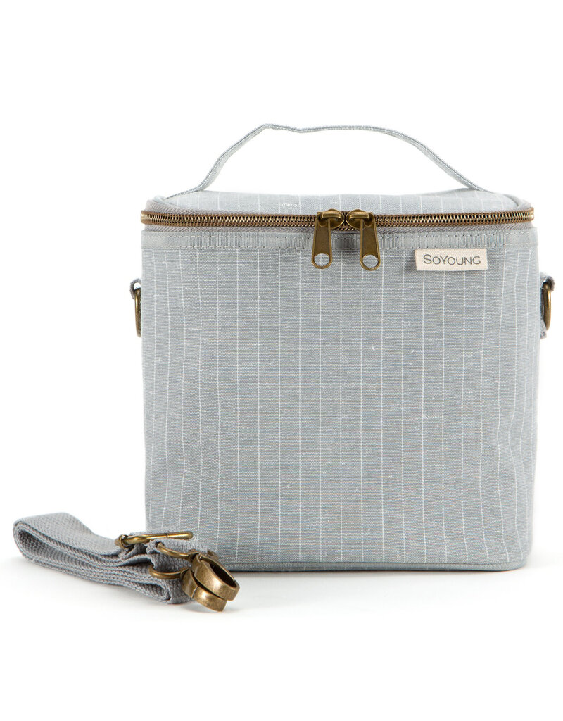 So Young Pinstripe Heather Grey Petite Lunch Poche