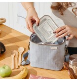 So Young Pinstripe Heather Grey Petite Lunch Poche