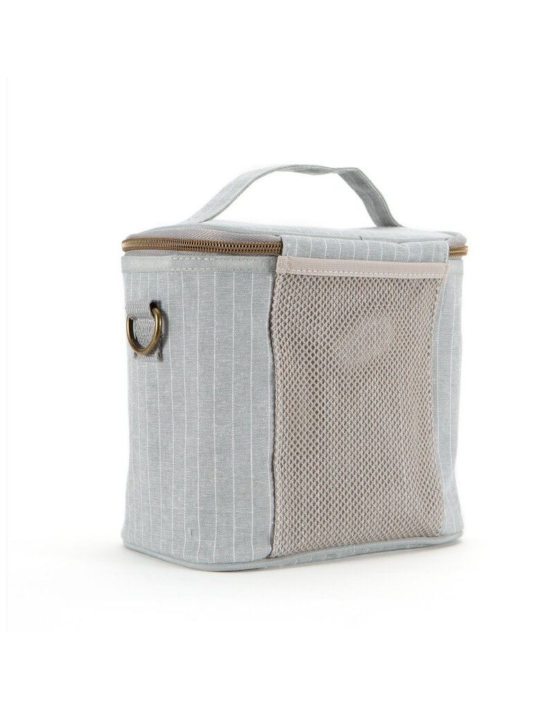 So Young Pinstripe Heather Grey Petite Lunch Poche