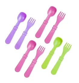 8pk Spoons + Forks - Lime, Purple, Bright Pink