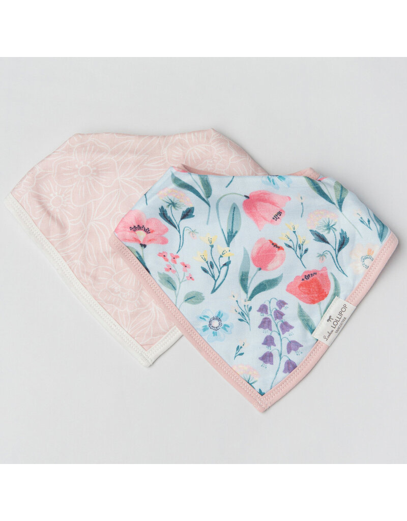 Loulou Lollipop Muslin Bandana Bib Set, Bluebell, 2pk