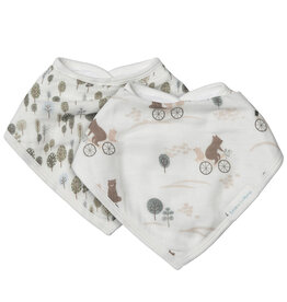 Loulou Lollipop Muslin Bandana Bib Set, Bears on Bikes, 2pk