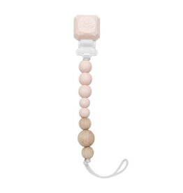 Loulou Lollipop Colour Pop Silicone & Wood Pacifier Clip - Pink Quartz