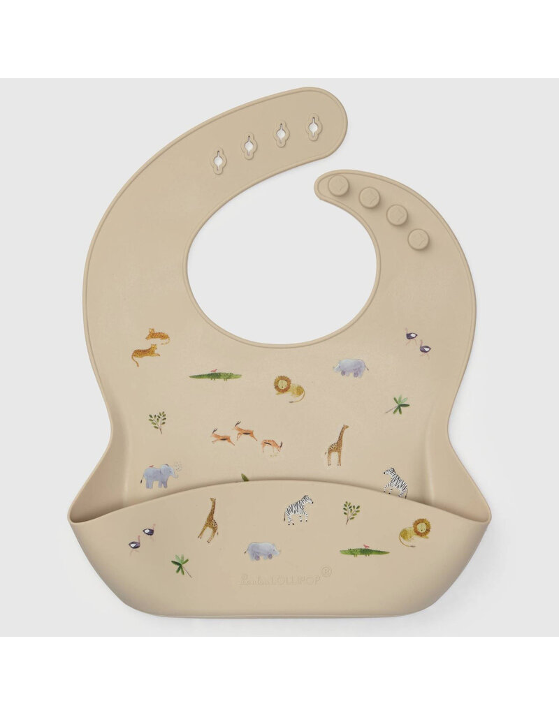 Loulou Lollipop Silicone Bib - Safari