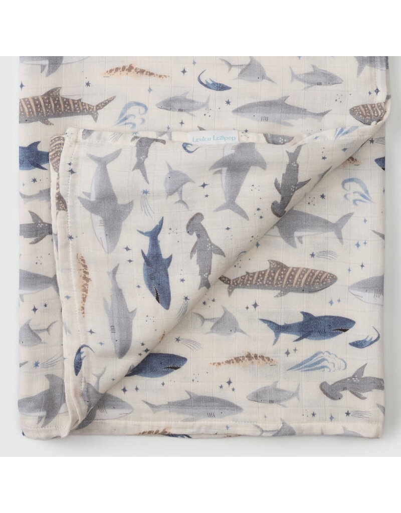 Loulou Lollipop Sharks Bamboo Swaddle