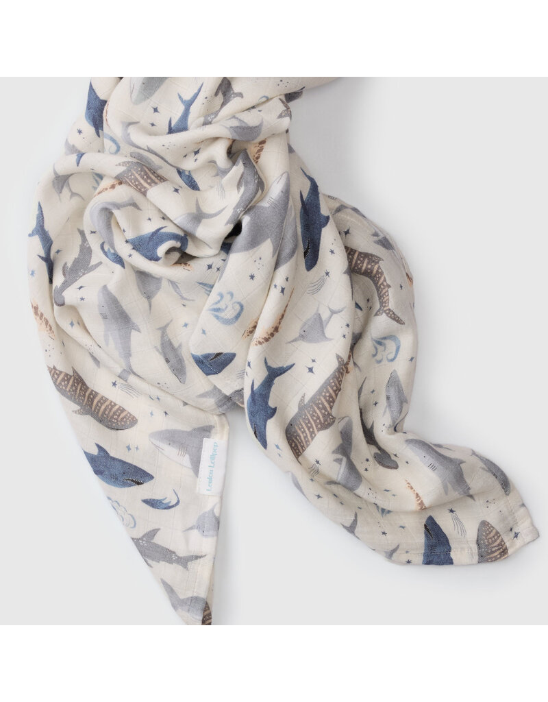 Loulou Lollipop Sharks Bamboo Swaddle