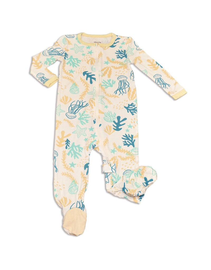 Silkberry Bamboo 2-Way Footed Zipper Sleeper, Reef