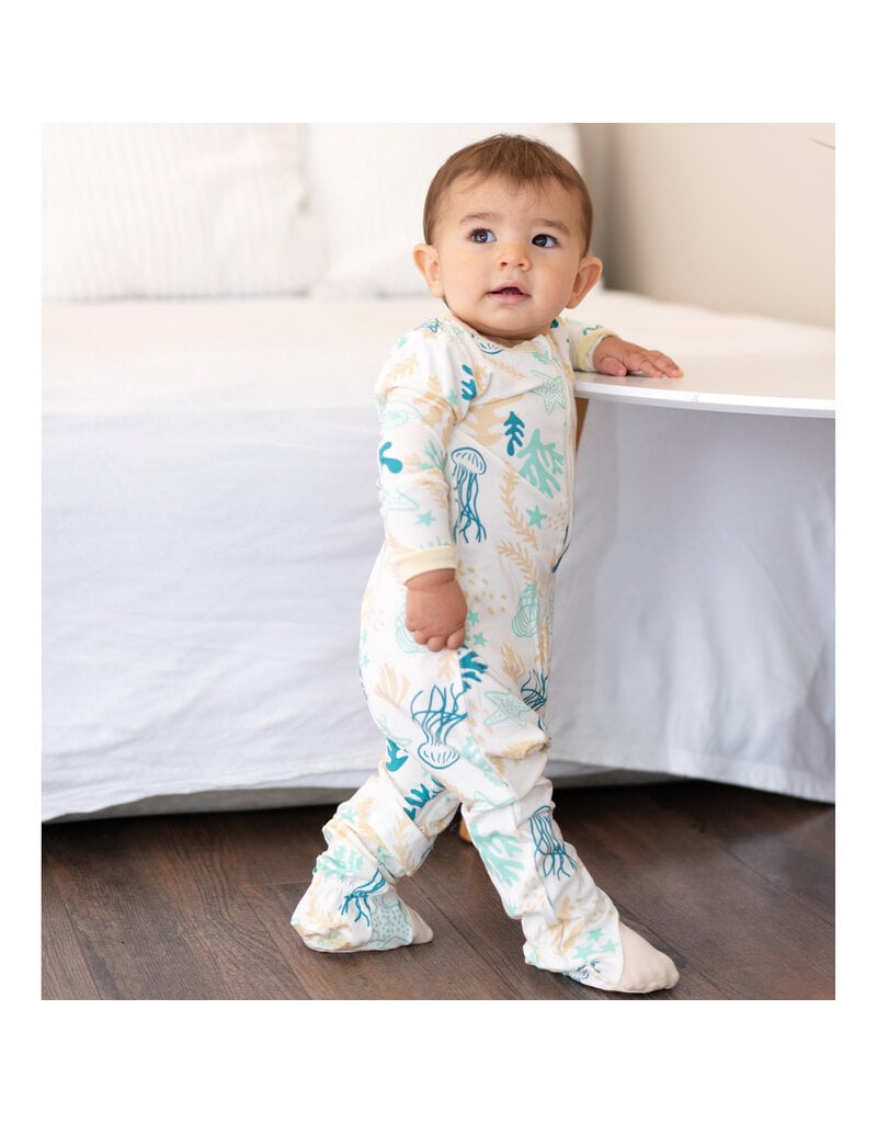 Silkberry Bamboo 2-Way Footed Zipper Sleeper, Reef
