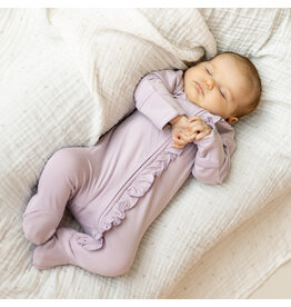Lavender Fog Modal Ruffle Zip Footie