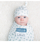 Lulujo Hello World Blanket & Knotted Hat - Blueberries
