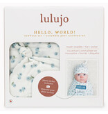 Lulujo Hello World Blanket & Knotted Hat - Blueberries