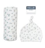 Lulujo Hello World Blanket & Knotted Hat - Blueberries