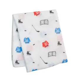 Lulujo Cotton Muslin Swaddle Blanket - Hockey 47x47