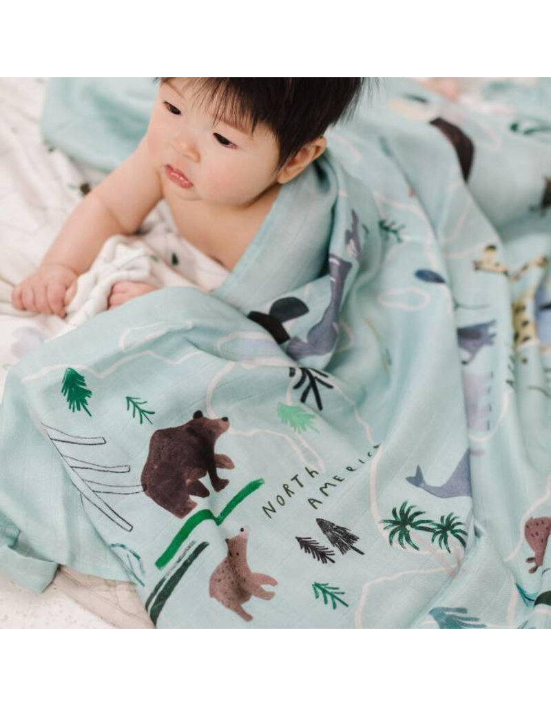Loulou Lollipop World Map Bamboo Swaddle