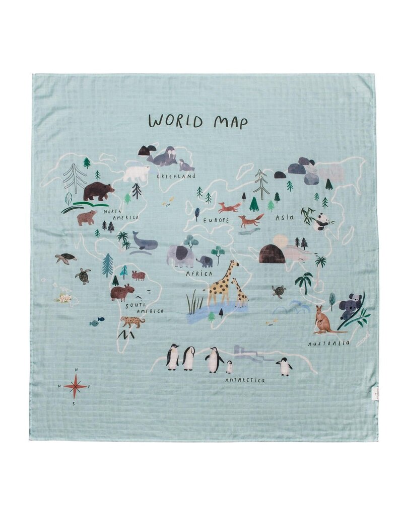 Loulou Lollipop World Map Bamboo Swaddle