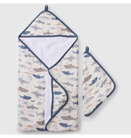 Loulou Lollipop Sharks Hooded Towel & Cloth