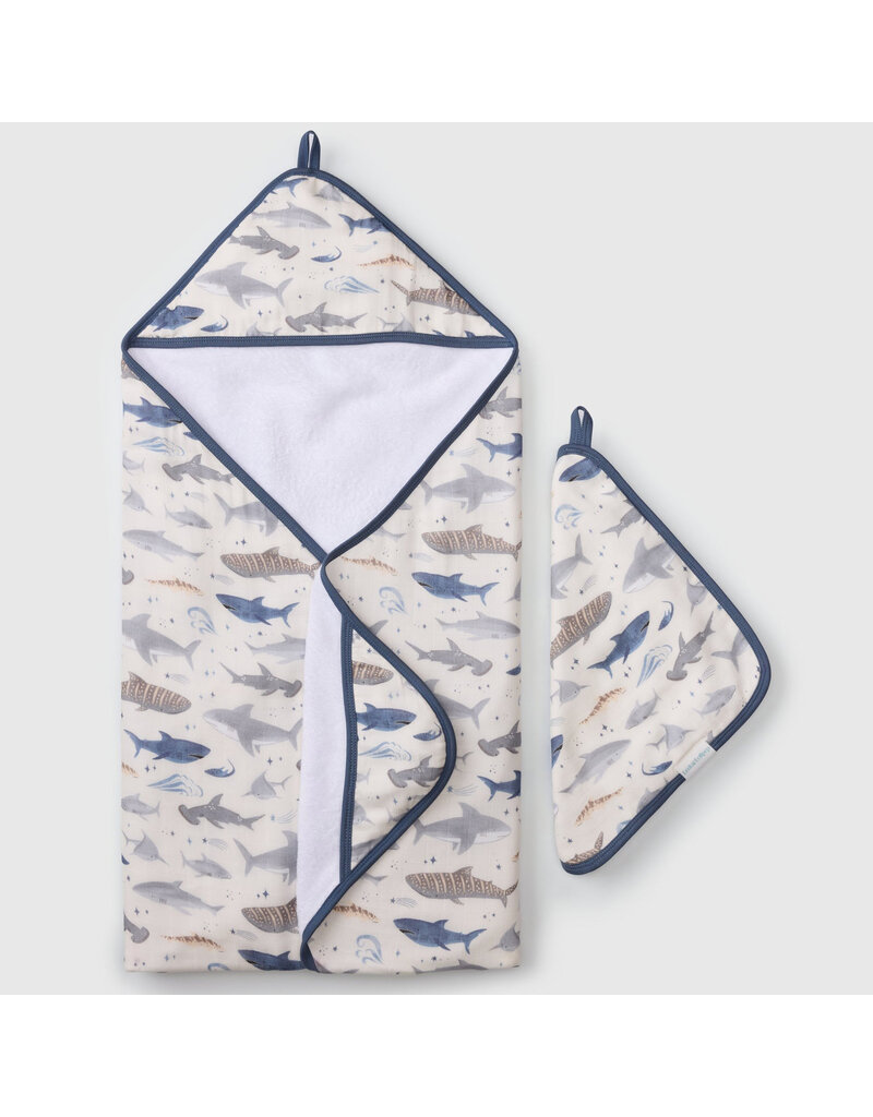 Loulou Lollipop Sharks Hooded Towel & Cloth