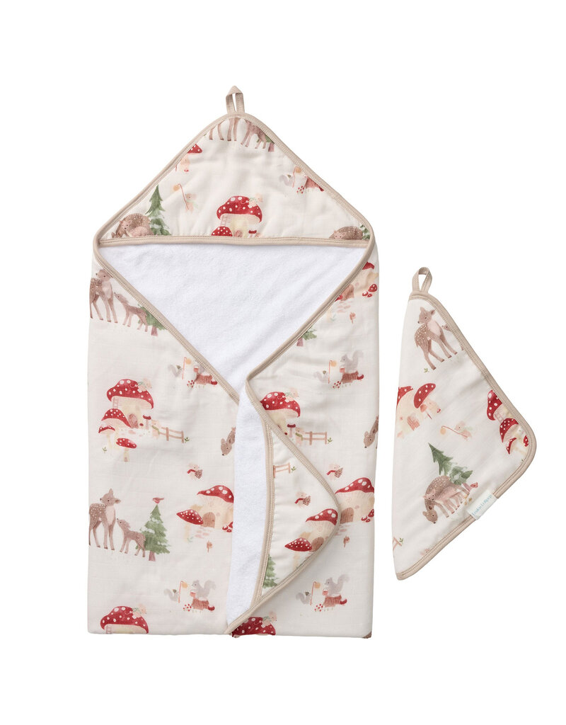 Loulou Lollipop Forest Families Hooded Towel & Cloth