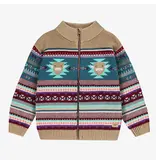 Souris Mini Beige/Blue Knit Zip Sweater