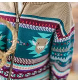 Souris Mini Beige/Blue Knit Zip Sweater