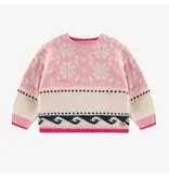 Souris Mini Pink/Navy Patterned Toddler Knit Sweater